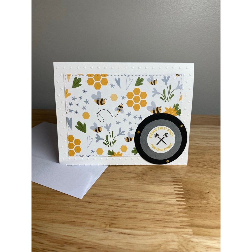 Bee & Flowers Greeting Card – Handmade A2 Card – All Occasion Blank Card